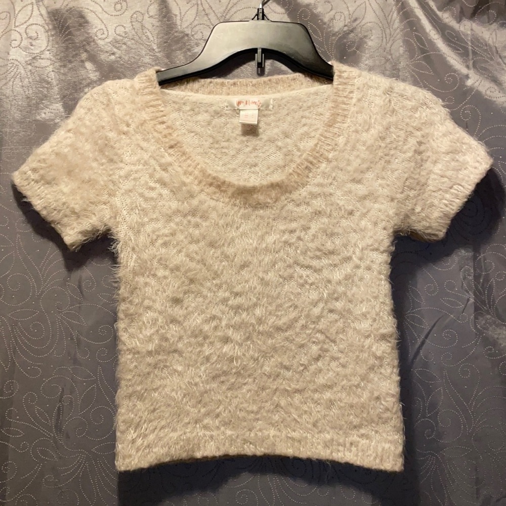 Fuzzy White Crop Top